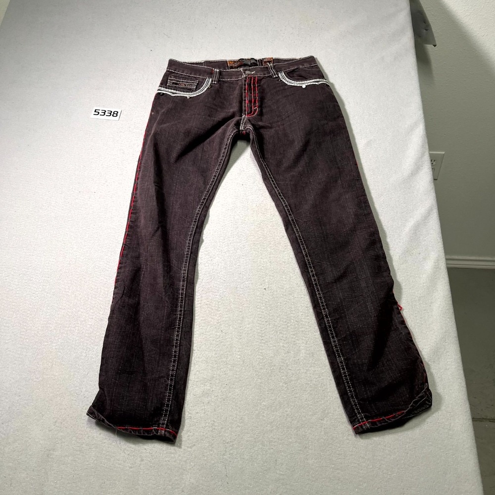 Laxmi Jeans Mens 32 Brown Denim Cotton Medium Wash Rhinestone Straight Leg